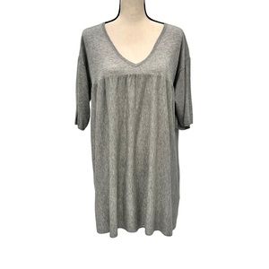 PURE DKNY GRAY SILK/CASHMERE EMPIRE WAIST SHORT SLEEVE V NECK TUNIC/DRESS